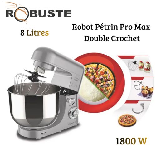 Pétrin Double Crochet 08L 1800W Robuste PRO MAX