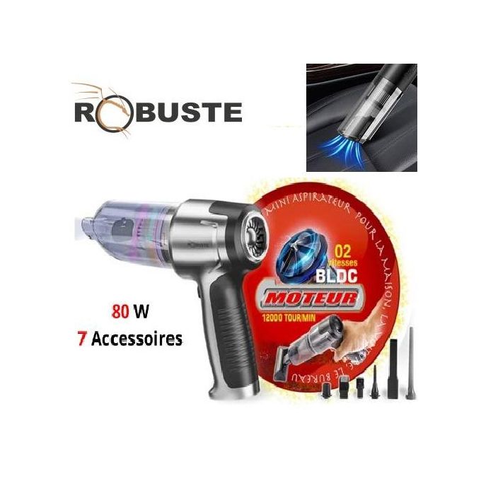 Aspirateur Souffleur Sans Fil 80W Double Batterie 7 Accessoires Robuste AM80