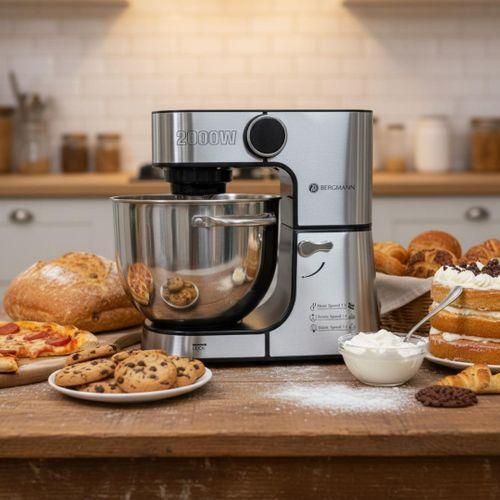 Bergmann  Robot Pétrin Pâtissier Double Crochet 8L 2000W