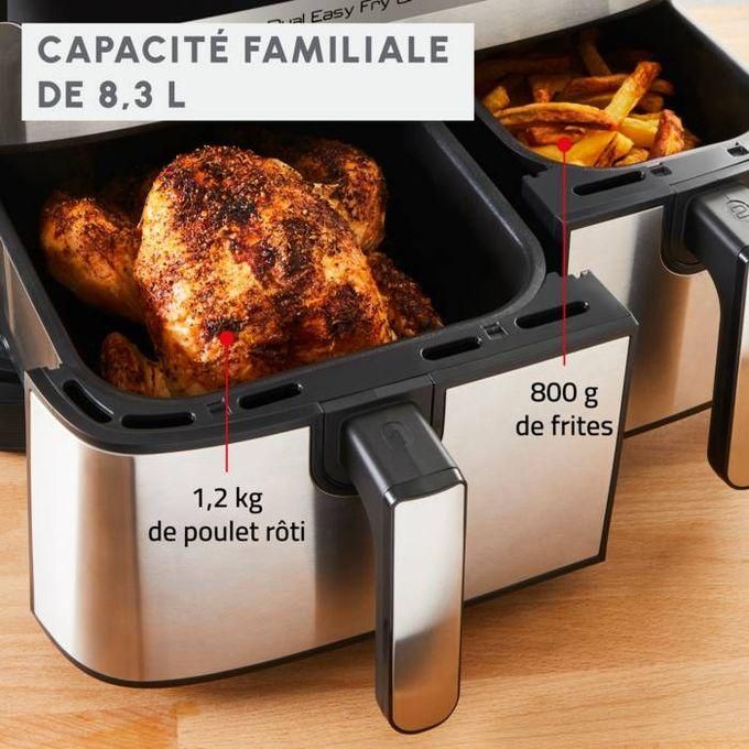 Moulinex Friteuse sans Huile 8,3 L en acier inoxydable 2 Panier